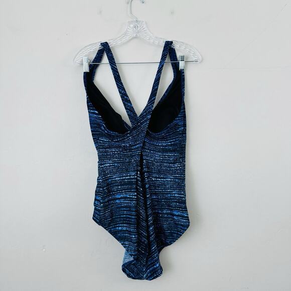 Speedo Blue Cross Back One Piece Swim Suit Women’s Size L - Picture 3 of 6